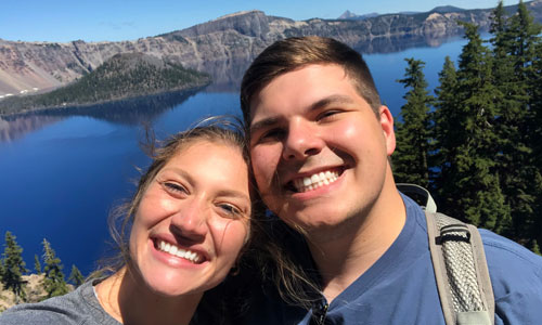 Kenzie and Riley hiking